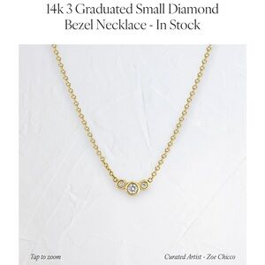 Zoe Chicco NEW 14k 3 Graduated Small diamond bezel necklace Mfg $650